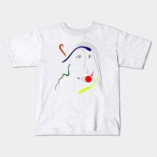 Woman portrait in Joan Miro style Kids T-Shirt